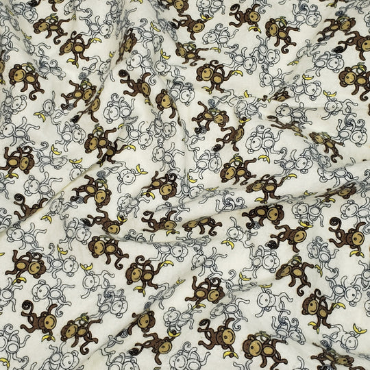 Monkey Party - Flanelette Cotton Woven - Cream Multi Monkeys - 3.15M Bundle - FABCYCLE Deadstock and Sustainble Fabrics and Sewing Supplies (6568449146993)