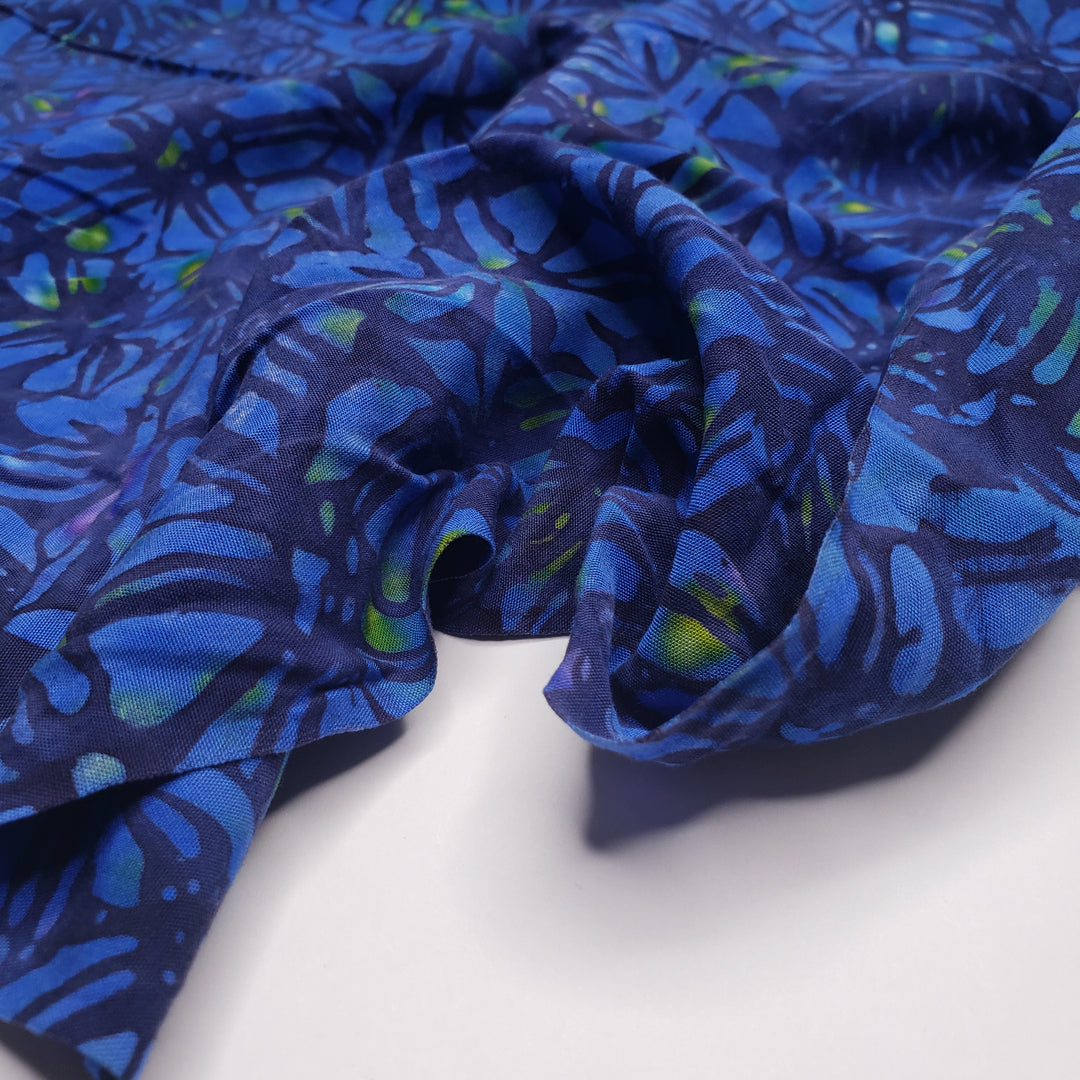 Batik Hydrangea - Batik Viscose Rayon Woven - Blue Multi Floral - 2.25M Bundle - FABCYCLE Deadstock and Sustainble Fabrics and Sewing Supplies (6580567310449)