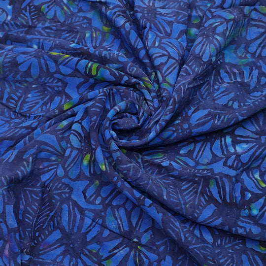 Batik Hydrangea - Batik Viscose Rayon Woven - Blue Multi Floral - 2.25M Bundle - FABCYCLE Deadstock and Sustainble Fabrics and Sewing Supplies (6580567310449)