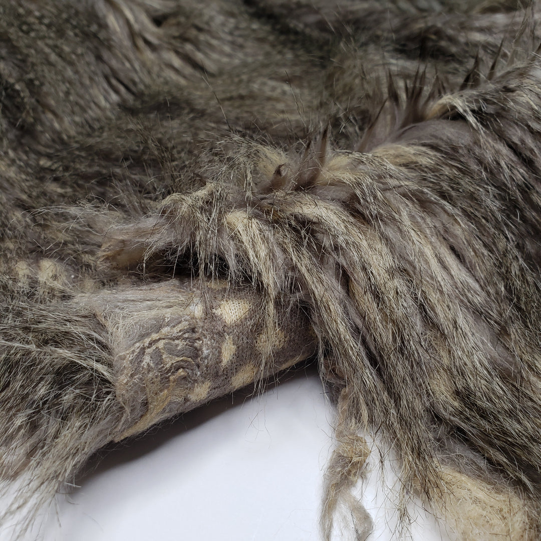 Chinchilla - Long Hair Faux Fur Poly Knit - Beige/Brown - 1M Bundle - FABCYCLE Deadstock and Sustainble Fabrics and Sewing Supplies (6580788756593)