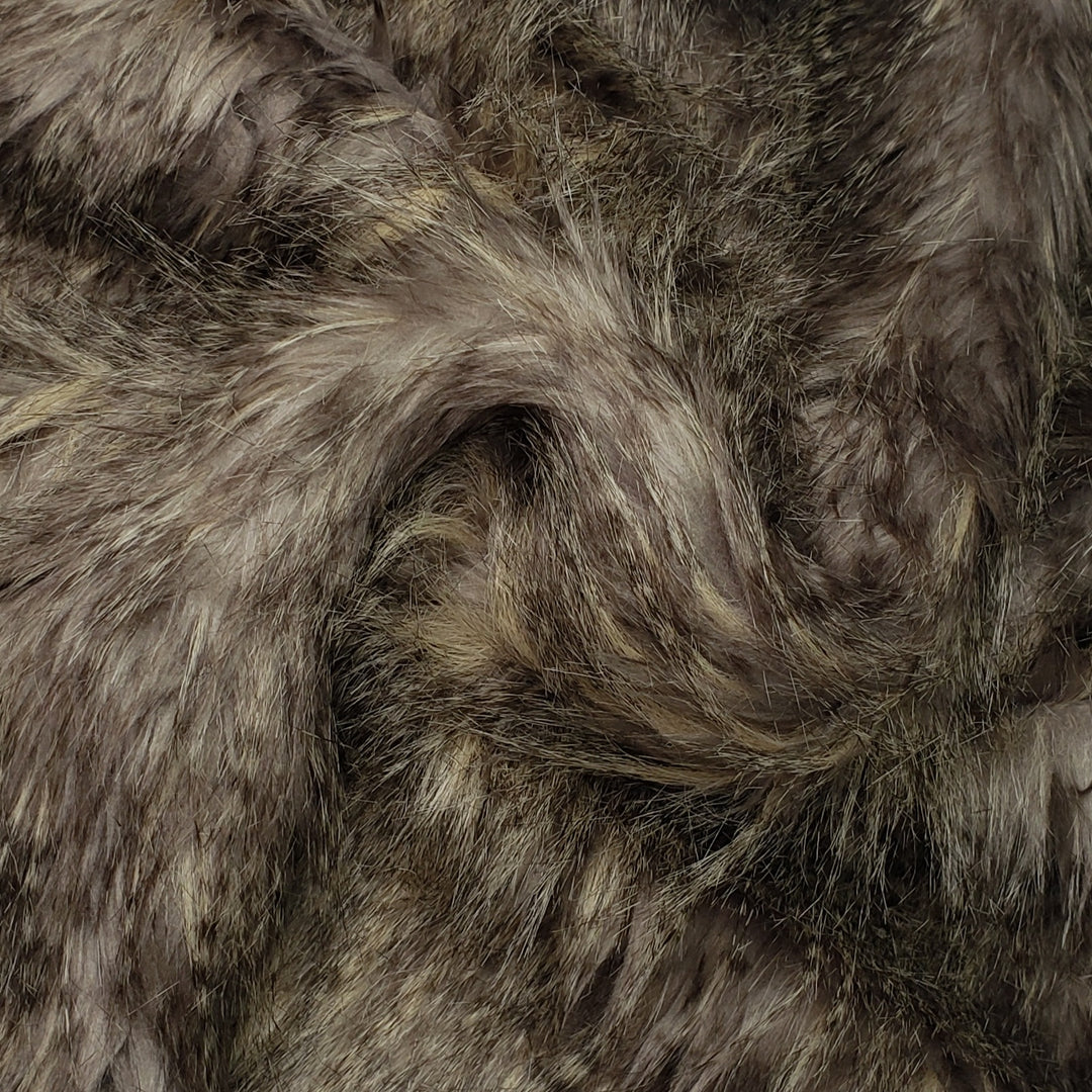 Chinchilla - Long Hair Faux Fur Poly Knit - Beige/Brown - 1M Bundle - FABCYCLE Deadstock and Sustainble Fabrics and Sewing Supplies (6580788756593)