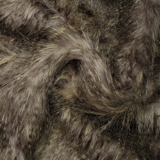 Chinchilla - Long Hair Faux Fur Poly Knit - Beige/Brown - 1M Bundle - FABCYCLE Deadstock and Sustainble Fabrics and Sewing Supplies (6580788756593)