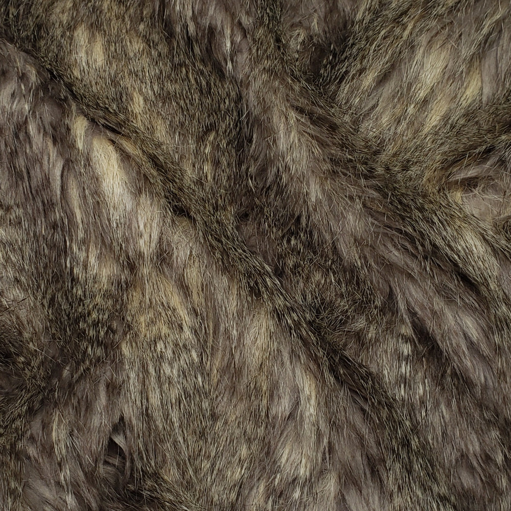 Chinchilla - Long Hair Faux Fur Poly Knit - Beige/Brown - 1M Bundle - FABCYCLE Deadstock and Sustainble Fabrics and Sewing Supplies (6580788756593)