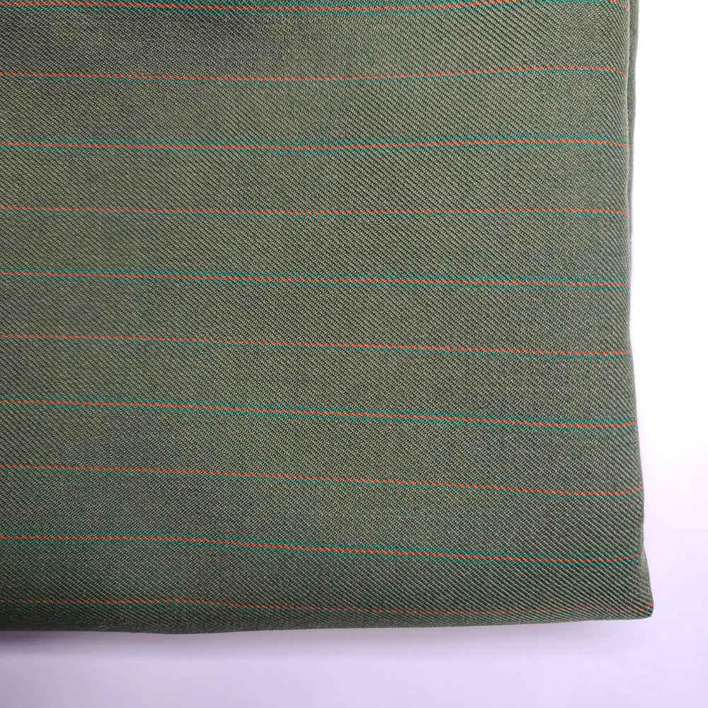 Business Party - Natural Blend Woven - Green/Orange Pinstripe - 1.34M Bundle - FABCYCLE Deadstock and Sustainble Fabrics and Sewing Supplies (6595646586993)
