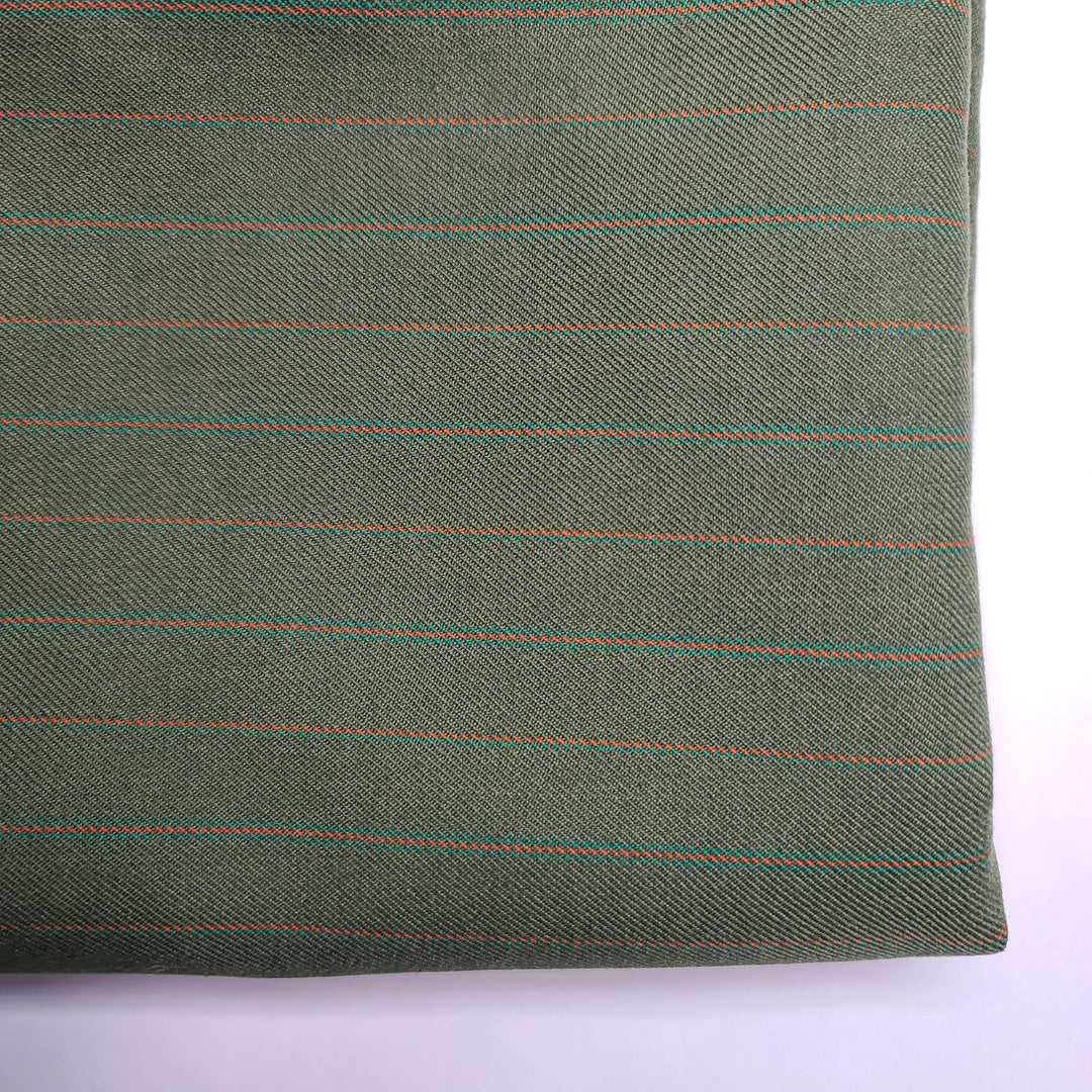 Business Party - Natural Blend Woven - Green/Orange Pinstripe - 1.34M Bundle - FABCYCLE Deadstock and Sustainble Fabrics and Sewing Supplies (6595646586993)