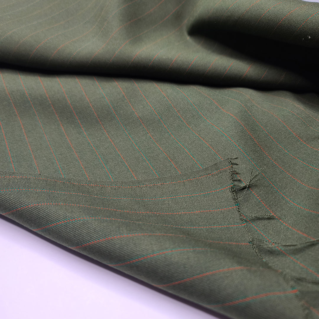 Business Party - Natural Blend Woven - Green/Orange Pinstripe - 1.34M Bundle - FABCYCLE Deadstock and Sustainble Fabrics and Sewing Supplies (6595646586993)