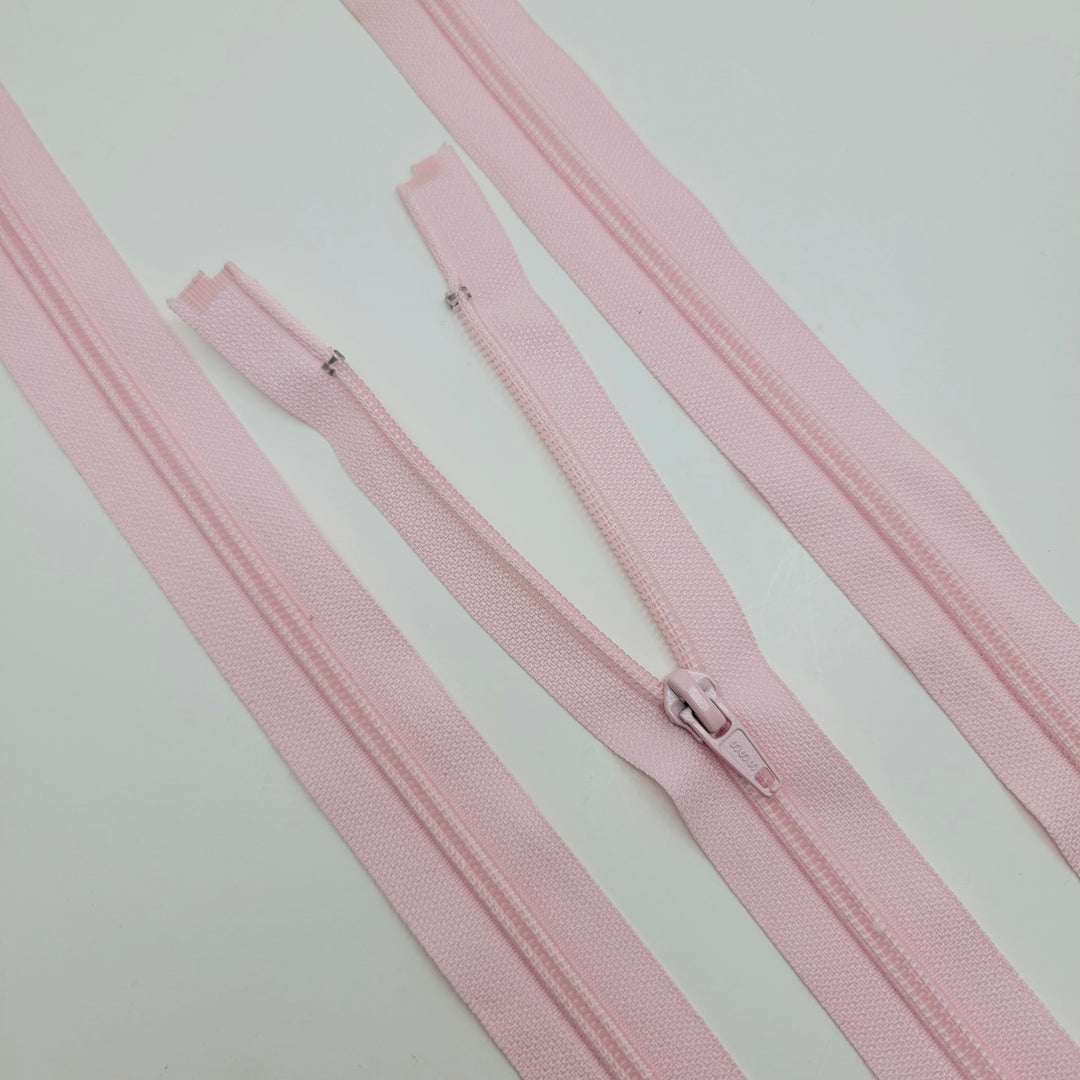 19" Coil Zipper - Separating - Light Pink - FABCYCLE Deadstock and Sustainble Fabrics and Sewing Supplies (6600675557489)