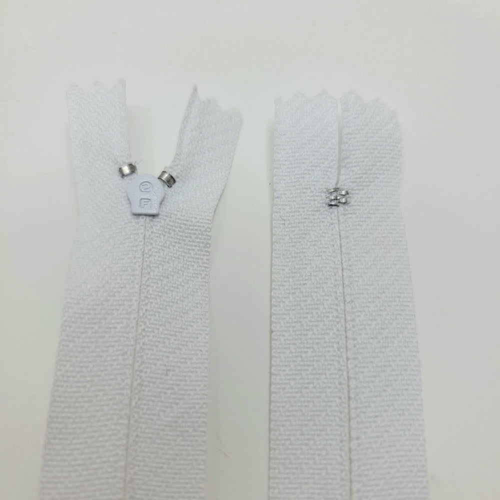 19" Zoom Locking Zipper Head - Coil Zipper - Closed End - White - FABCYCLE Deadstock and Sustainble Fabrics and Sewing Supplies (6603032494193)