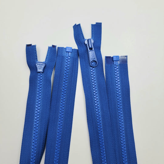 24" YKK Molded Plastic Zipper - Separating - Blue - FABCYCLE Deadstock and Sustainble Fabrics and Sewing Supplies (6603034886257)