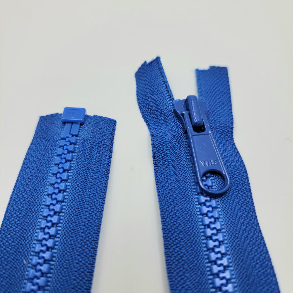 24" YKK Molded Plastic Zipper - Separating - Blue - FABCYCLE Deadstock and Sustainble Fabrics and Sewing Supplies (6603034886257)