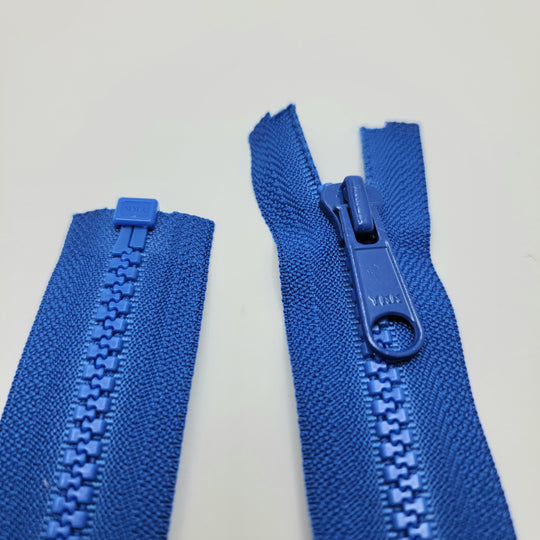 24" YKK Molded Plastic Zipper - Separating - Blue - FABCYCLE Deadstock and Sustainble Fabrics and Sewing Supplies (6603034886257)