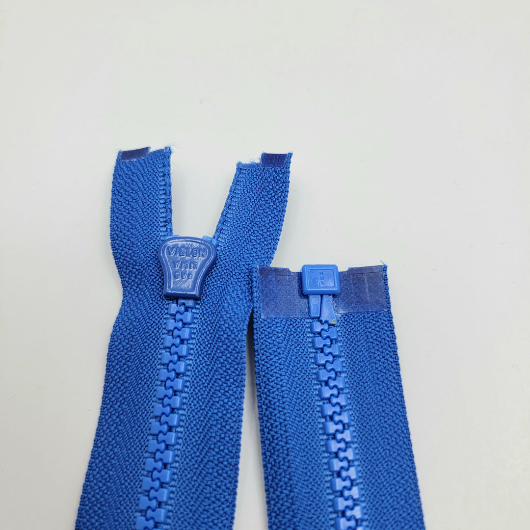 24" YKK Molded Plastic Zipper - Separating - Blue - FABCYCLE Deadstock and Sustainble Fabrics and Sewing Supplies (6603034886257)