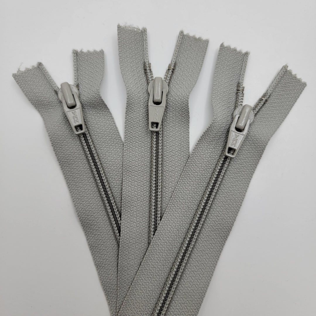 11" YKK Coil Zipper - Closed End - Light Grey - FABCYCLE Deadstock and Sustainble Fabrics and Sewing Supplies (6603038851185)