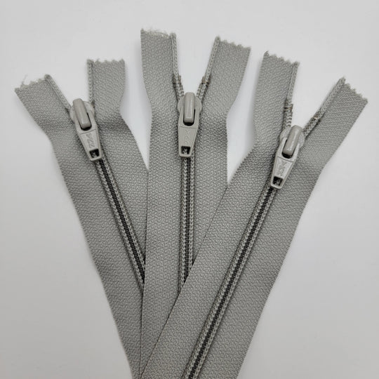 11" YKK Coil Zipper - Closed End - Light Grey - FABCYCLE Deadstock and Sustainble Fabrics and Sewing Supplies (6603038851185)
