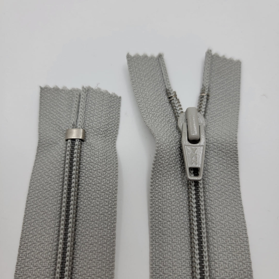 11" YKK Coil Zipper - Closed End - Light Grey - FABCYCLE Deadstock and Sustainble Fabrics and Sewing Supplies (6603038851185)