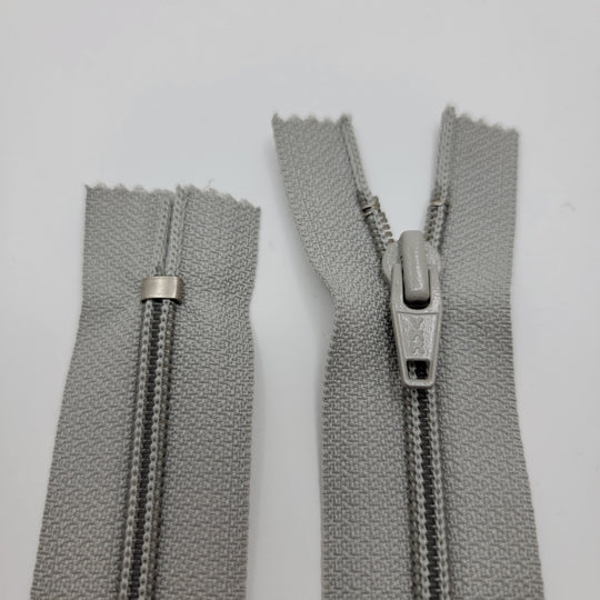 11" YKK Coil Zipper - Closed End - Light Grey - FABCYCLE Deadstock and Sustainble Fabrics and Sewing Supplies (6603038851185)