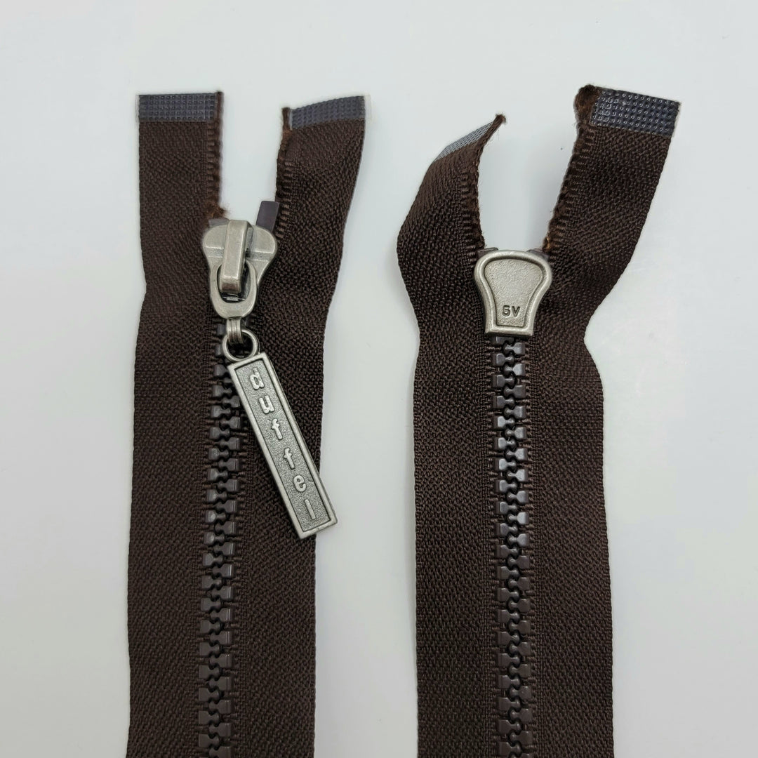 27" Duffel Molded Plastic Zipper - Separating - Brown - FABCYCLE Deadstock and Sustainble Fabrics and Sewing Supplies (6603039768689)