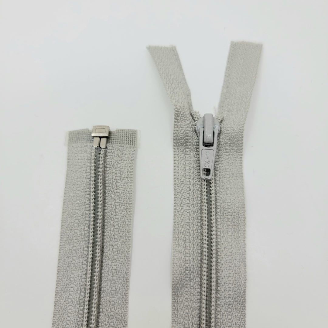 19" PAC Coil Zipper - Separating - Light Grey - FABCYCLE Deadstock and Sustainble Fabrics and Sewing Supplies (6604009406577)