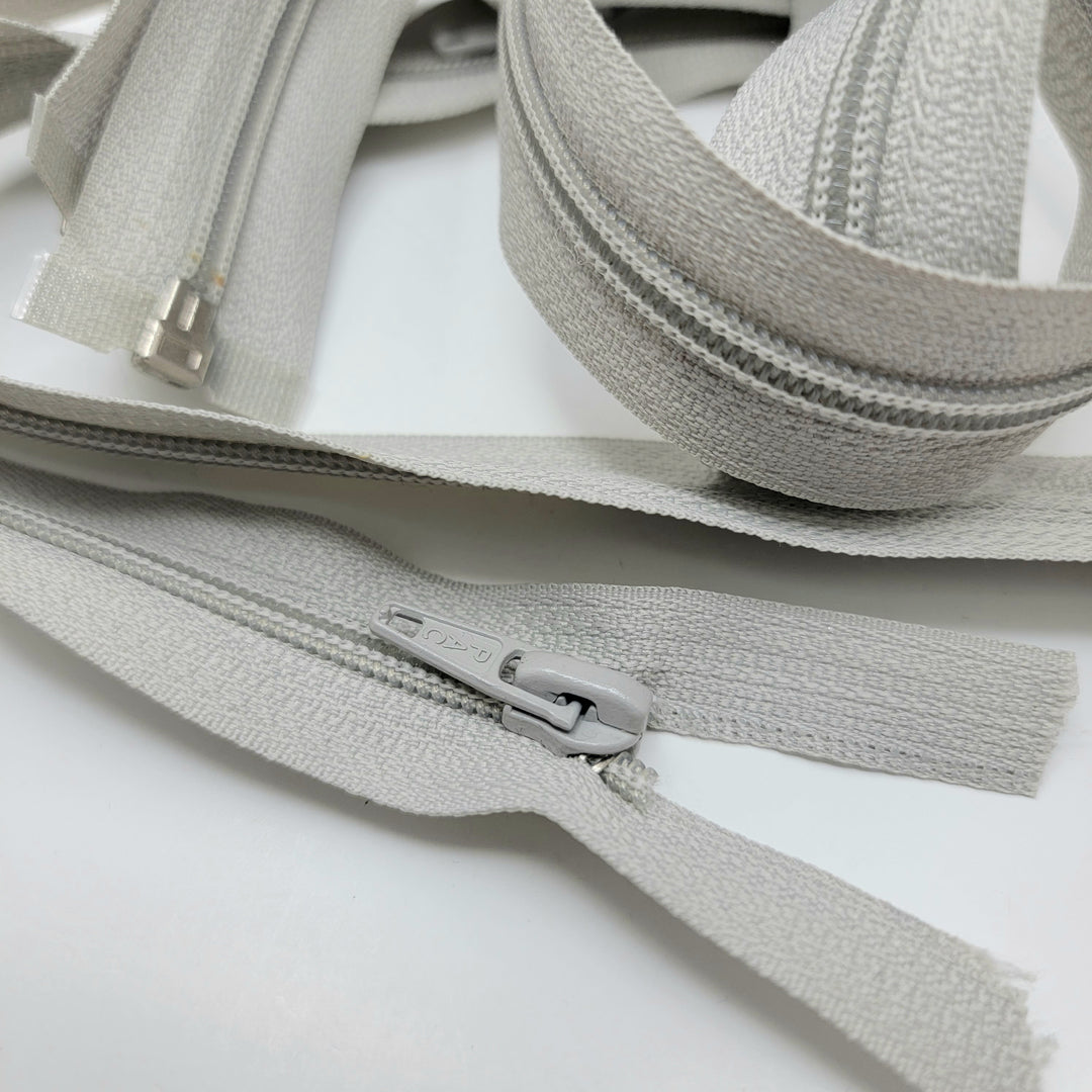 19" PAC Coil Zipper - Separating - Light Grey - FABCYCLE Deadstock and Sustainble Fabrics and Sewing Supplies (6604009406577)
