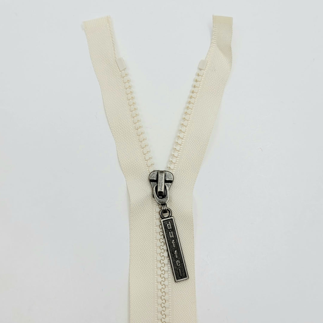 26" Duffel Molded Plastic Zipper - Separating - Cream - FABCYCLE Deadstock and Sustainble Fabrics and Sewing Supplies (6604289048689)
