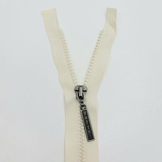26" Duffel Molded Plastic Zipper - Separating - Cream - FABCYCLE Deadstock and Sustainble Fabrics and Sewing Supplies (6604289048689)