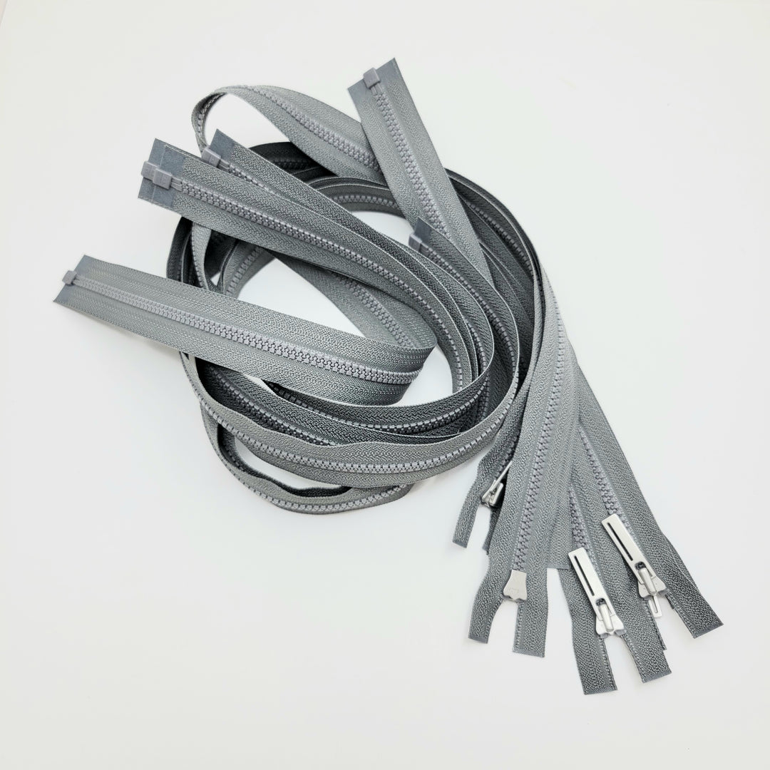 25" YKK Molded Plastic Zipper - Separating - Grey - FABCYCLE Deadstock and Sustainble Fabrics and Sewing Supplies (6604291080305)