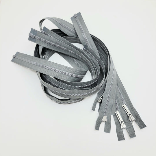25" YKK Molded Plastic Zipper - Separating - Grey - FABCYCLE Deadstock and Sustainble Fabrics and Sewing Supplies (6604291080305)