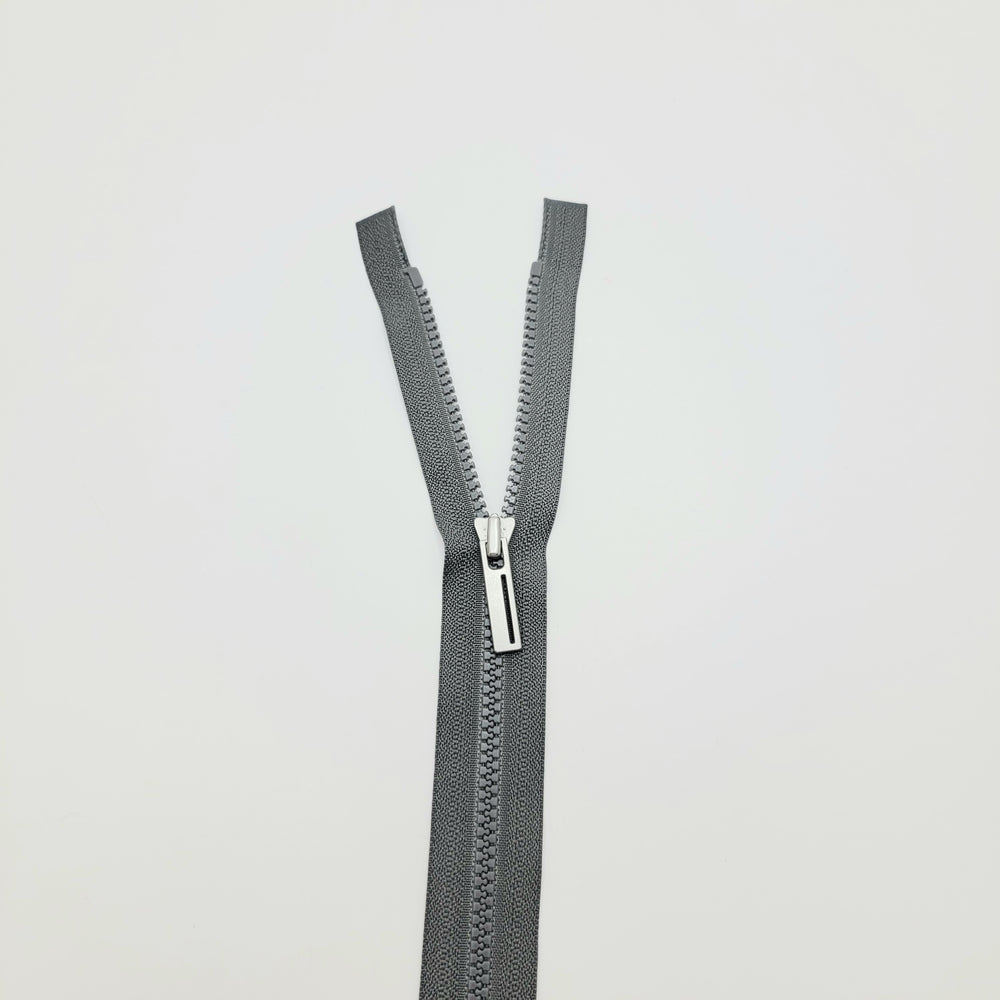 25" YKK Molded Plastic Zipper - Separating - Grey - FABCYCLE Deadstock and Sustainble Fabrics and Sewing Supplies (6604291080305)
