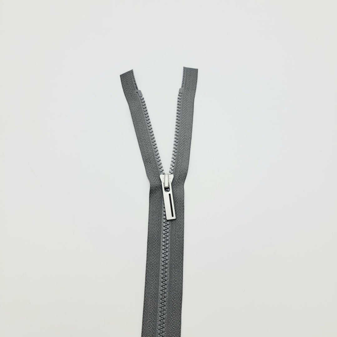 25" YKK Molded Plastic Zipper - Separating - Grey - FABCYCLE Deadstock and Sustainble Fabrics and Sewing Supplies (6604291080305)