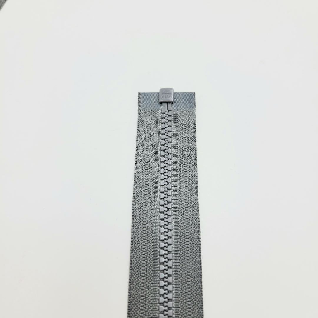25" YKK Molded Plastic Zipper - Separating - Grey - FABCYCLE Deadstock and Sustainble Fabrics and Sewing Supplies (6604291080305)