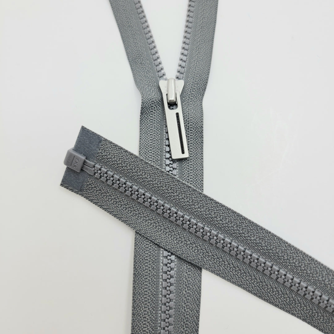 25" YKK Molded Plastic Zipper - Separating - Grey - FABCYCLE Deadstock and Sustainble Fabrics and Sewing Supplies (6604291080305)