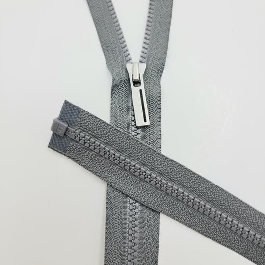 25" YKK Molded Plastic Zipper - Separating - Grey - FABCYCLE Deadstock and Sustainble Fabrics and Sewing Supplies (6604291080305)