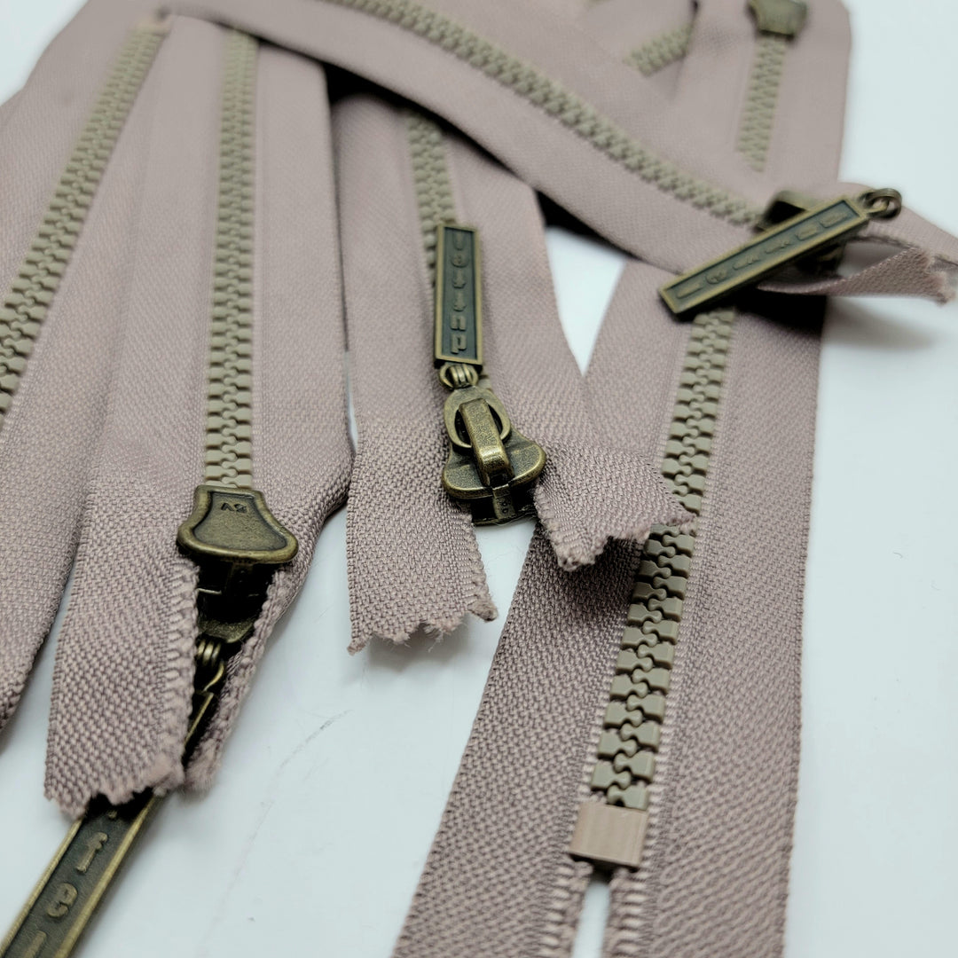 7" Duffel Molded Plastic Zipper - Closed End - Beige - FABCYCLE Deadstock and Sustainble Fabrics and Sewing Supplies (6604298485873)