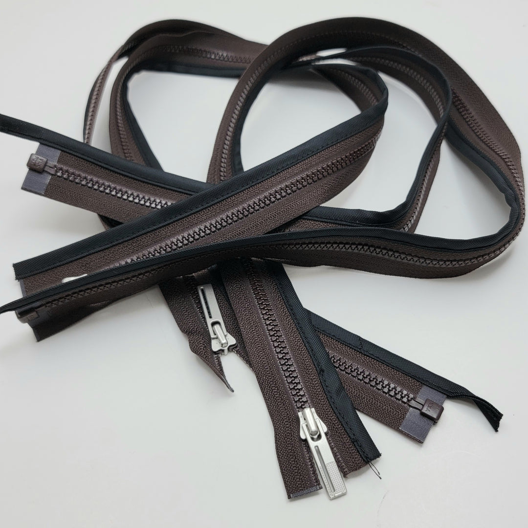 26" YKK Molded Plastic Zipper - Separating - Brown/Black - FABCYCLE Deadstock and Sustainble Fabrics and Sewing Supplies (6604309102705)