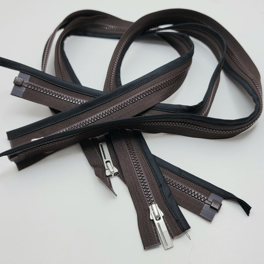 26" YKK Molded Plastic Zipper - Separating - Brown/Black - FABCYCLE Deadstock and Sustainble Fabrics and Sewing Supplies (6604309102705)