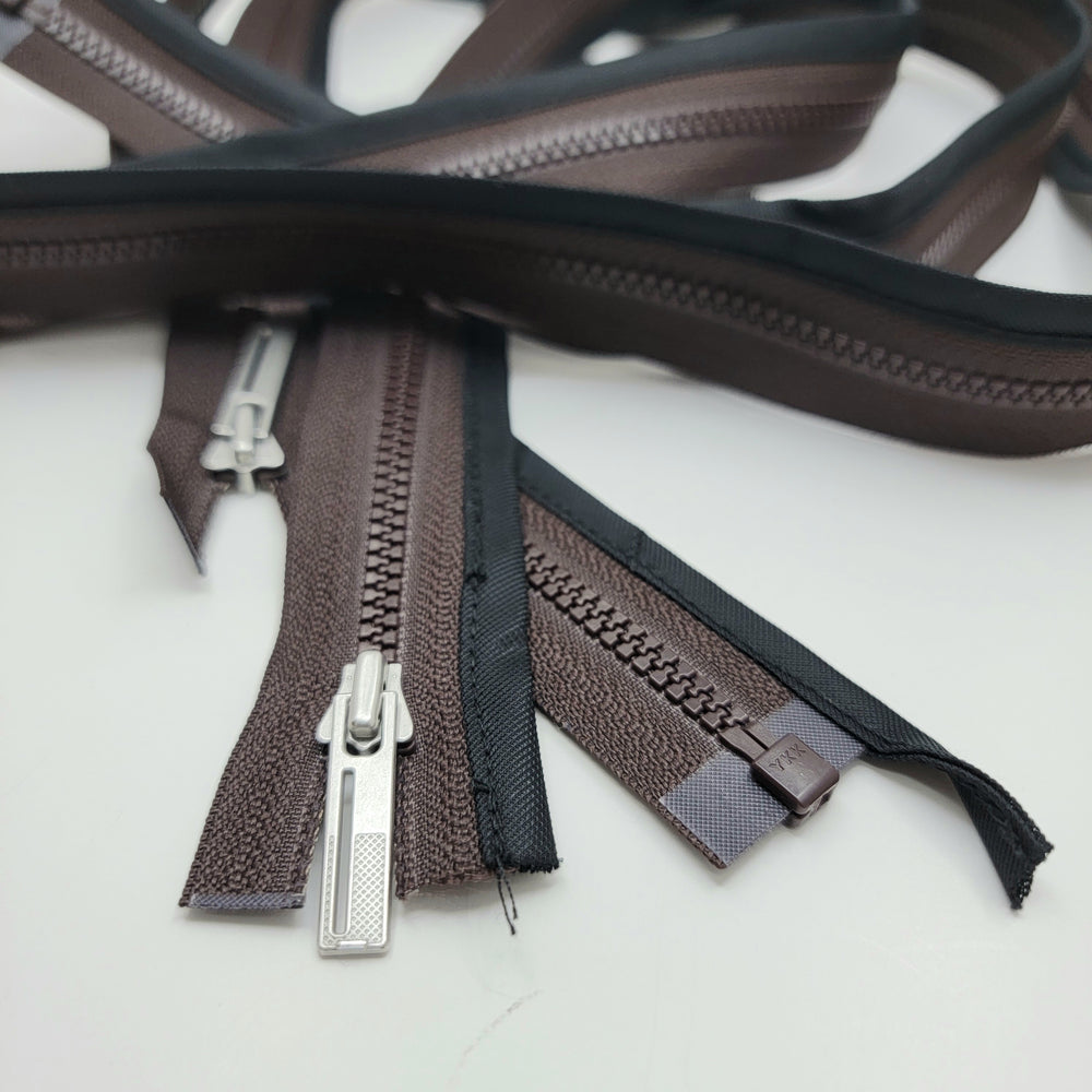 26" YKK Molded Plastic Zipper - Separating - Brown/Black - FABCYCLE Deadstock and Sustainble Fabrics and Sewing Supplies (6604309102705)