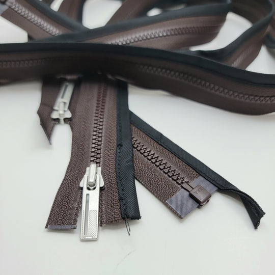 26" YKK Molded Plastic Zipper - Separating - Brown/Black - FABCYCLE Deadstock and Sustainble Fabrics and Sewing Supplies (6604309102705)