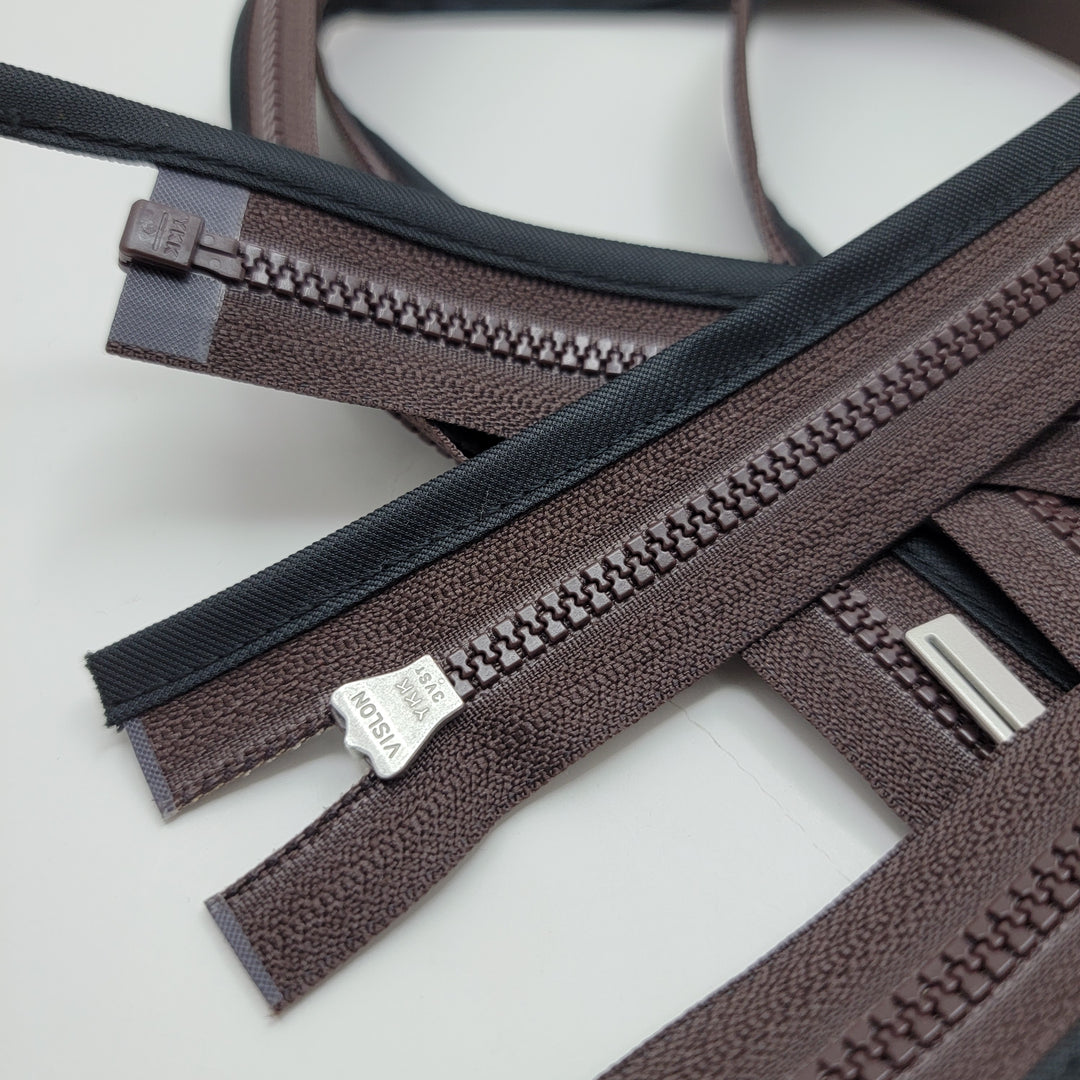 26" YKK Molded Plastic Zipper - Separating - Brown/Black - FABCYCLE Deadstock and Sustainble Fabrics and Sewing Supplies (6604309102705)
