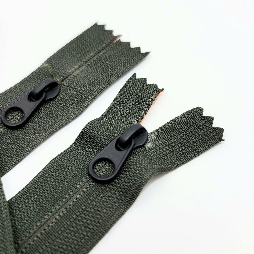 6.5" Coil Zipper - Invisible - Green/Orange - FABCYCLE Deadstock and Sustainble Fabrics and Sewing Supplies (6604309430385)