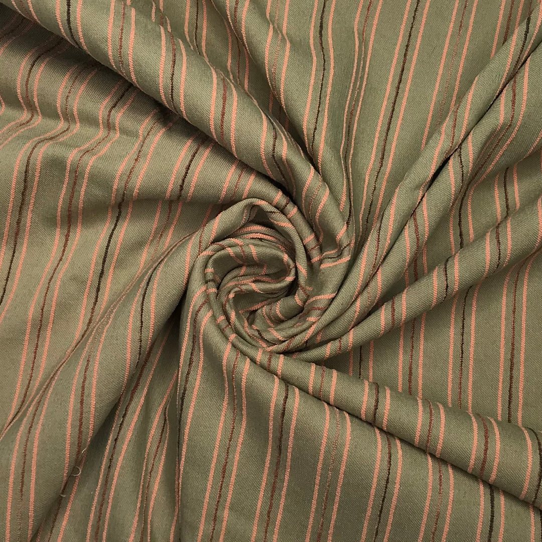 Big Comfy Couch - Twill Weave Poly/Spandex Woven - Green Multi Stripes - 1M Bundle (6579204096113)