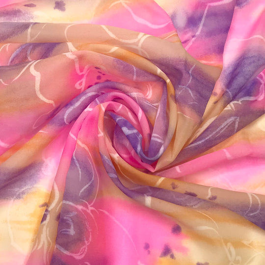 Neon Georgette - Chiffon Poly Woven - Pink Multi Floral - 1.35M Bundle (6584113528945)
