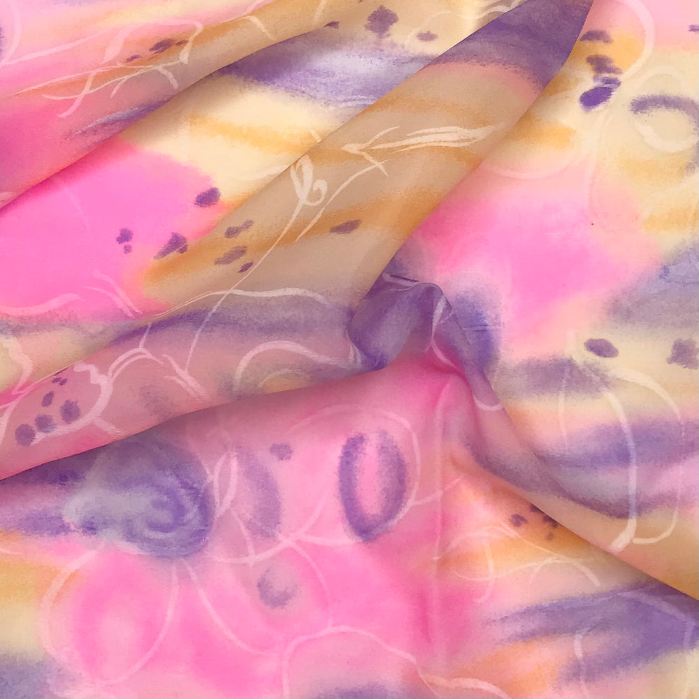 Neon Georgette - Chiffon Poly Woven - Pink Multi Floral - 1.35M Bundle (6584113528945)