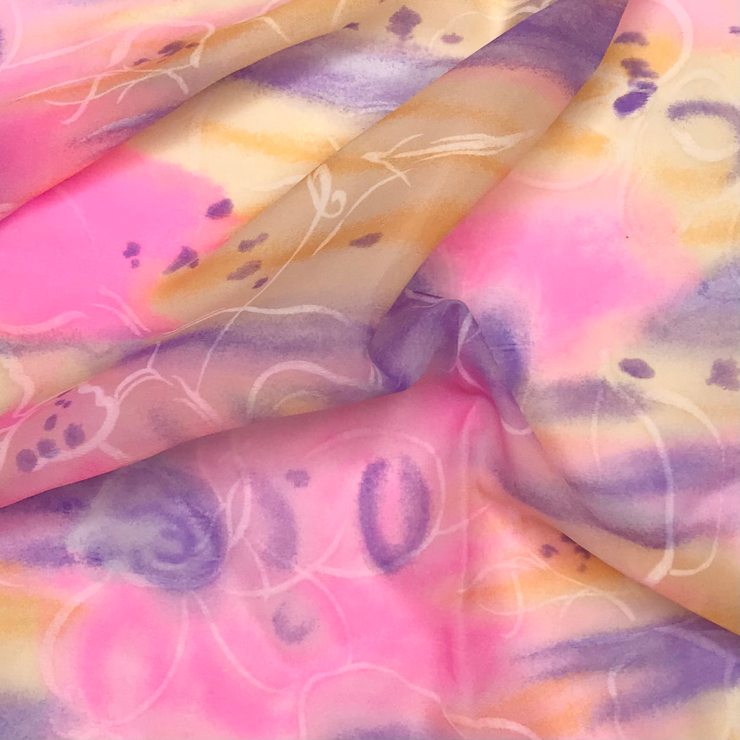 Neon Georgette - Chiffon Poly Woven - Pink Multi Floral - 1.35M Bundle (6584113528945)