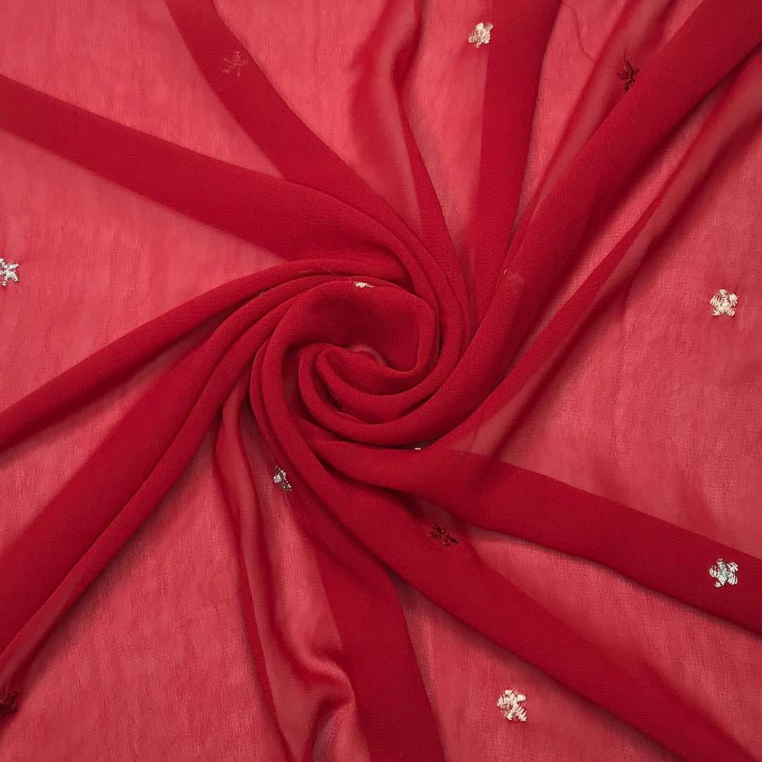 Twinkle Little Star - Chiffon Poly Woven - Red Geometric - 1/2 Meter (6584310169713)