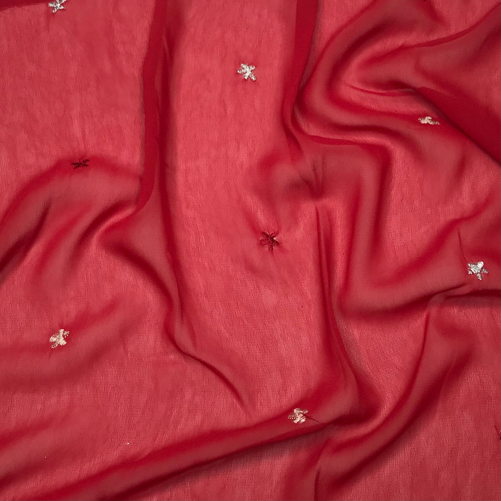 Twinkle Little Star - Chiffon Poly Woven - Red Geometric - 1/2 Meter (6584310169713)