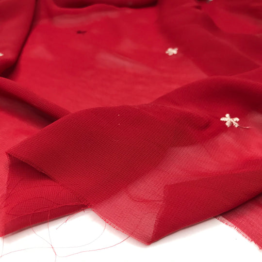 Twinkle Little Star - Chiffon Poly Woven - Red Geometric - 1/2 Meter (6584310169713)