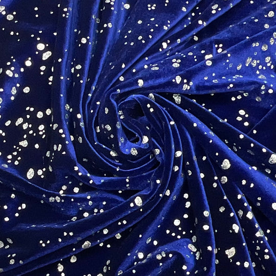 Ub- Milky Way Cake - Glitter Knitted Velour Poly Knit - Blue/White Polka Dots - 2.1M Bundle (6585281085553)