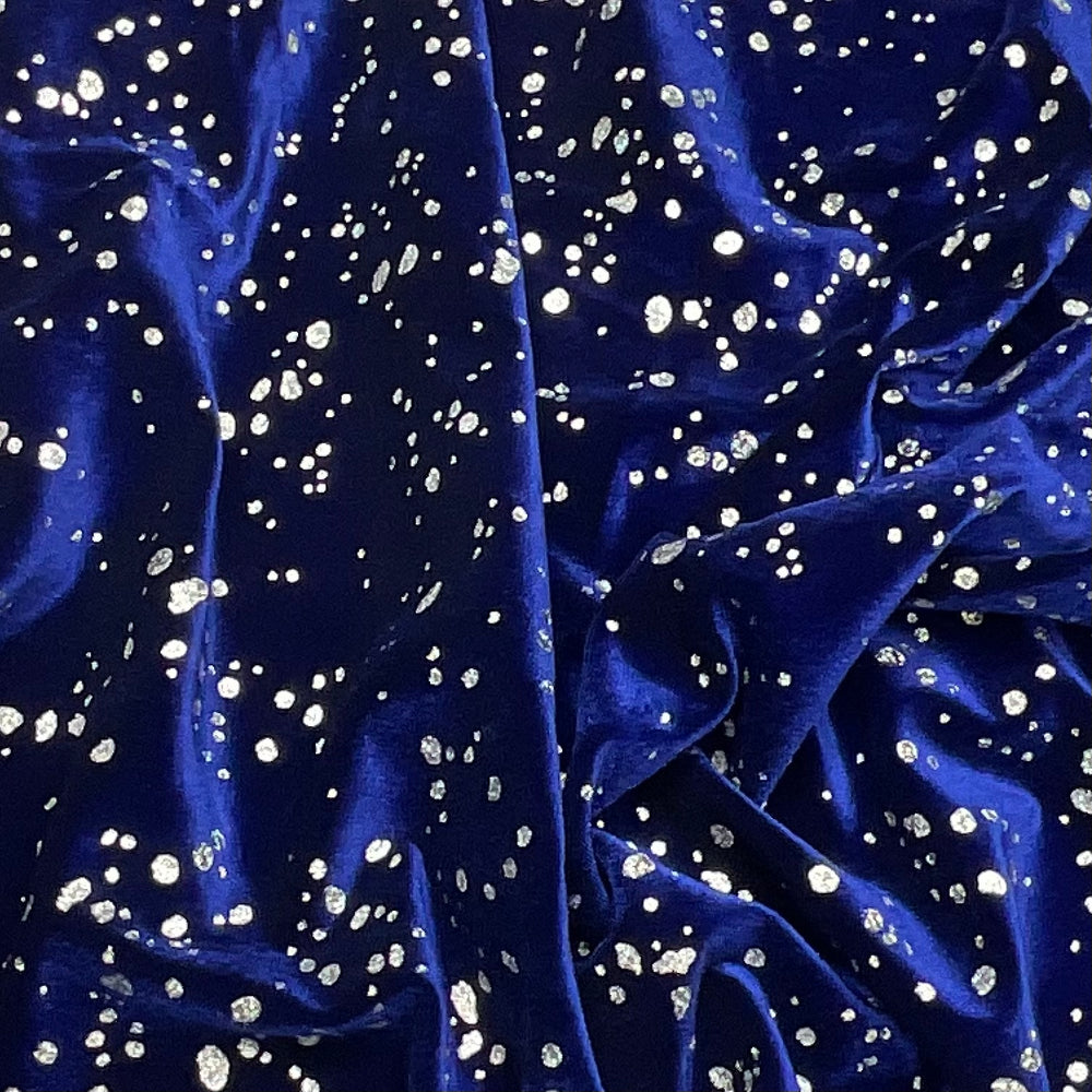 Ub- Milky Way Cake - Glitter Knitted Velour Poly Knit - Blue/White Polka Dots - 2.1M Bundle (6585281085553)