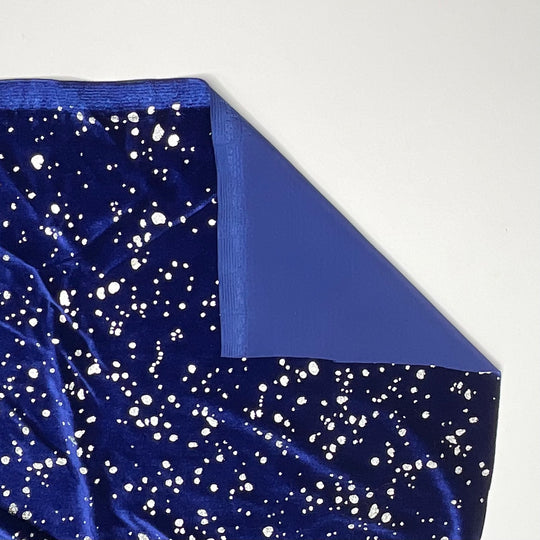 Ub- Milky Way Cake - Glitter Knitted Velour Poly Knit - Blue/White Polka Dots - 2.1M Bundle (6585281085553)