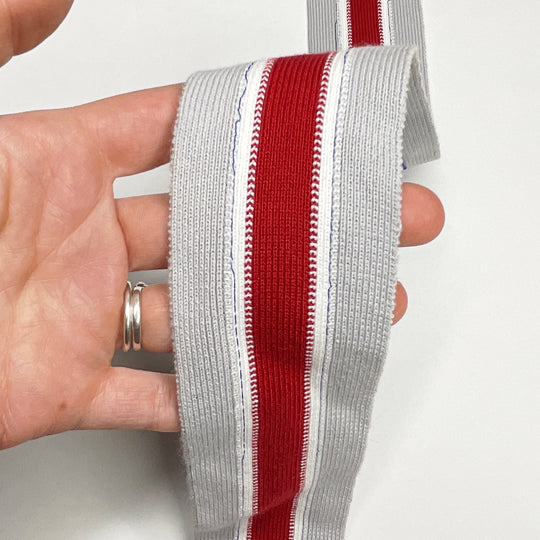 Cuffs Ribbing - Grey/White Stripes - 1M (6588014133361)
